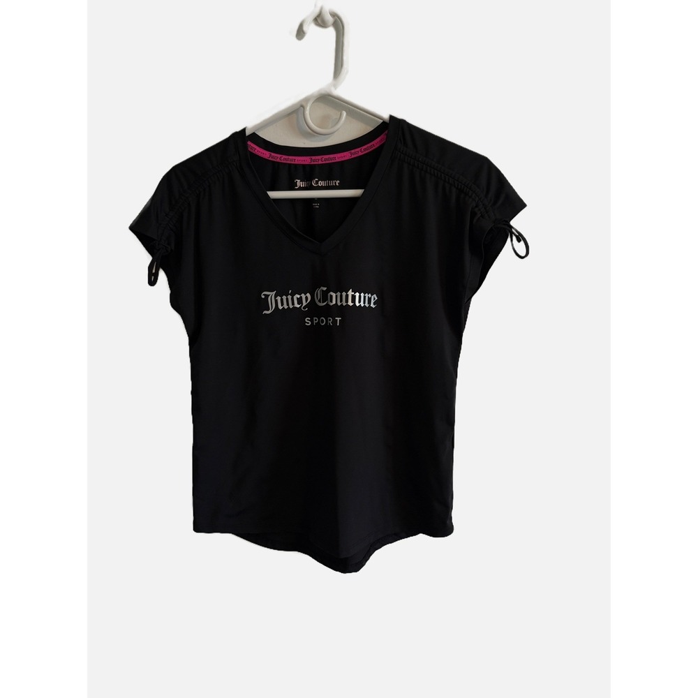 Juicy Couture Womens Black Logo Short Sleeve Sport Tee Size Medium